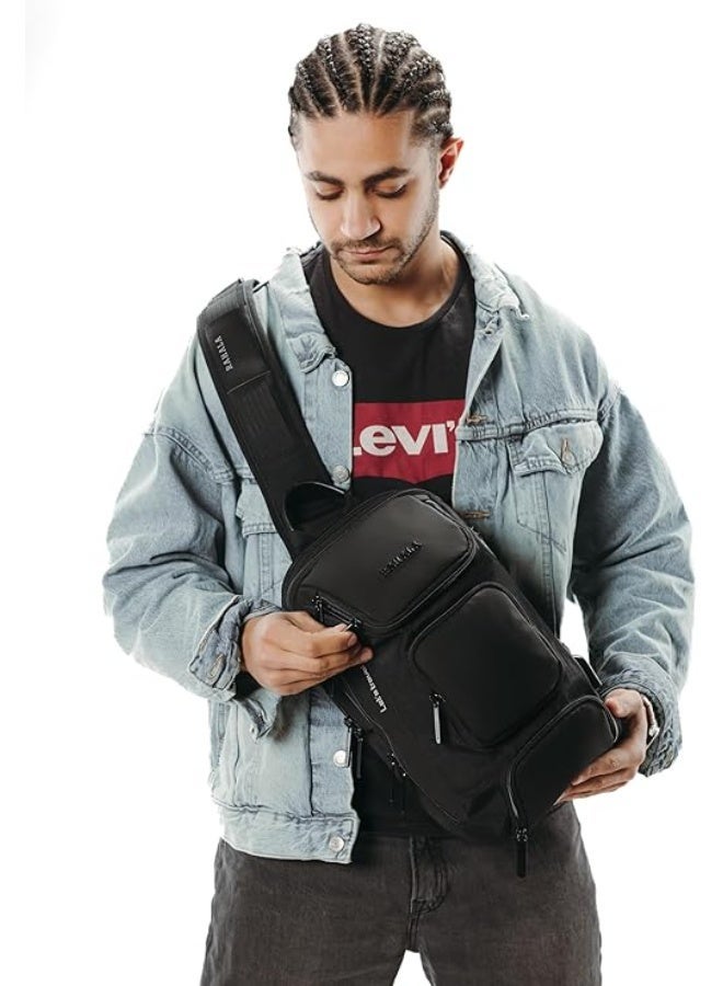 RAHALA 7086 Rahala Crossbody Bag Model 7086 - Men's Anti-Theft Shoulder Bag with USB Port and External Charging, Modern Water-Resistant Design for Travel and Work - Black - Image 2